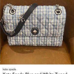 Kate Spade Blue and White Tweed Shoulder Bag #67, Crosdbody